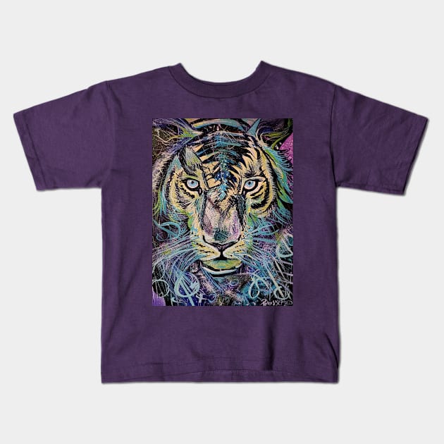 Nova (tiger artwork) Kids T-Shirt by MarkProsserfineart 